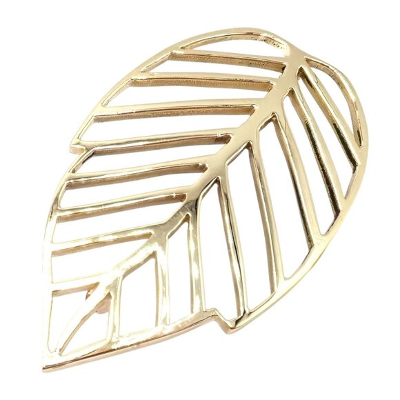 Authentic! Tiffany & Co Angela Cummings 18k Yellow Gold Leaf Pin Brooch 1981 - Picture 8 of 9